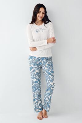 Kadın Uzunkol Pijama Takım, %50 pamuk %50 modal - 2