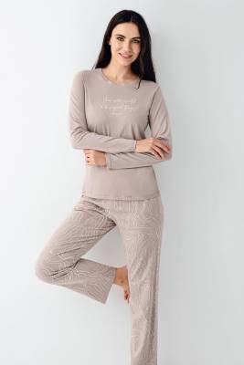 Pierre Cardin - Kadın Uzunkol Pijama Takım, %50 pamuk %50 modal
