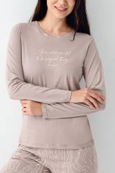 Kadın Uzunkol Pijama Takım, %50 pamuk %50 modal - 3