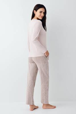 Kadın Uzunkol Pijama Takım, %50 pamuk %50 modal - 8