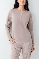 Kadın Uzunkol Vizon Pijama Takım, Büyük Beden Pijama, %50 pamuk %50 modal - 3