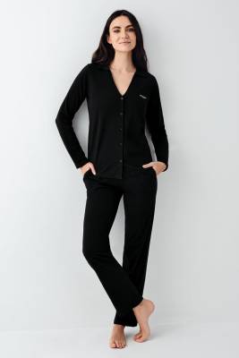 Pierre Cardin - Kadın V Yaka Gömlek Pijama Takım, Mevsimlik Pijama Takım%50 Modal %50 Pamuklu (1)