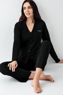 Pierre Cardin - Kadın V Yaka Gömlek Pijama Takım, Mevsimlik Pijama Takım%50 Modal %50 Pamuklu