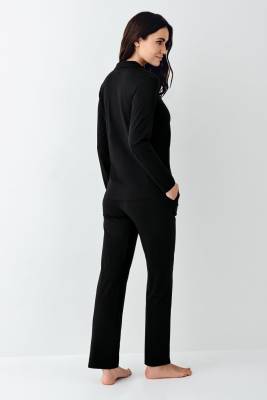 Kadın V Yaka Gömlek Pijama Takım, Mevsimlik Pijama Takım%50 Modal %50 Pamuklu - 4