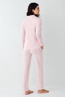 Kadın V Yaka Gömlek Pijama Takım, Mevsimlik Pijama Takım%50 Modal %50 Pamuklu - 12