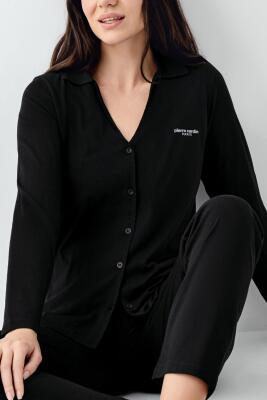 Kadın V Yaka Gömlek Pijama Takım, Mevsimlik Pijama Takım%50 Modal %50 Pamuklu - 3