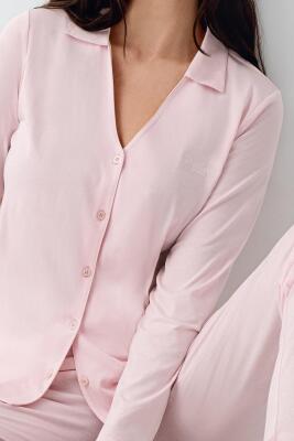Kadın V Yaka Gömlek Pijama Takım, Mevsimlik Pijama Takım%50 Modal %50 Pamuklu - 11