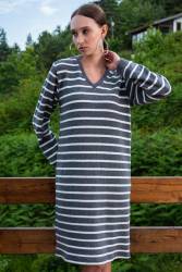 Kadın Vienetta Süprem V Yaka Uzunkol Manşetli Elbise