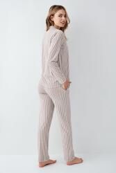 Kadın Vizon Gömlek Pijama Takım, Çizgili, %100 Pamuk - 4