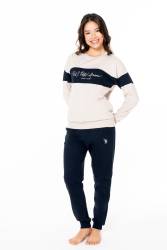 Kadın Yazı Basklı Alt Üst Takım, 2 İplik Kışlık kumaş, Uzunkollu, Bisiklet Yakalı, Kol ve paça manşetli - Thumbnail