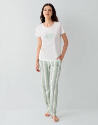 Kadın Yazlık %100 Pamuk Cepli Pijama Takımı – Kısa Kollu, Çizgili Alt, Rahat Ev Giyimi - 6