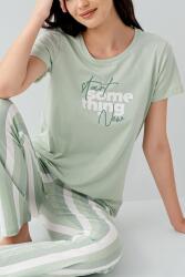 Kadın Yazlık %100 Pamuk Cepli Pijama Takımı – Kısa Kollu, Çizgili Alt, Rahat Ev Giyimi - 3
