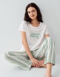 Kadın Yazlık %100 Pamuk Cepli Pijama Takımı – Kısa Kollu, Çizgili Alt, Rahat Ev Giyimi - 5