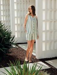 Kadın Yazlık %100 Pamuk Şortlu Pijama Takımı – Kolsuz, Düğmeli, Çizgili Rahat Ev Giyimi - 5