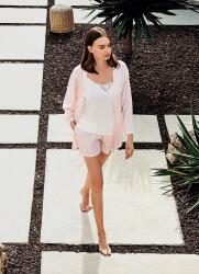 Kadın Yazlık Kutulu %50 Pamuk %50 Modal 3’lü Pijama Takımı – Dantelli Atlet, Şort ve Sabahlık Seti - 6