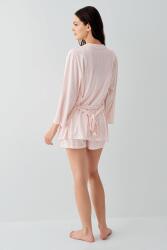 Kadın Yazlık Kutulu %50 Pamuk %50 Modal 3’lü Pijama Takımı – Dantelli Atlet, Şort ve Sabahlık Seti - 4