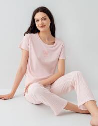 Kadın Yazlık %50 Pamuk %50 Modal Pijama Takımı – Kısa Kollu, Çizgili Alt, Rahat Ev Giyimi - 1