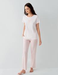 Kadın Yazlık %50 Pamuk %50 Modal Pijama Takımı – Kısa Kollu, Çizgili Alt, Rahat Ev Giyimi - 6