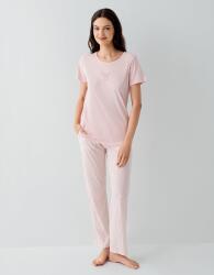 Kadın Yazlık %50 Pamuk %50 Modal Pijama Takımı – Kısa Kollu, Çizgili Alt, Rahat Ev Giyimi (1)