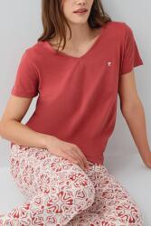 Kadın Yazlık %50 Pamuk %50 Modal Pijama Takımı – V Yaka Kısa Kollu Üst ve Desenli Uzun Alt, Rahat Kesim - 3