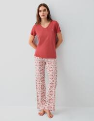 Kadın Yazlık %50 Pamuk %50 Modal Pijama Takımı – V Yaka Kısa Kollu Üst ve Desenli Uzun Alt, Rahat Kesim (1)