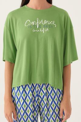 Kadın Yeşil Pijama Takım - 3