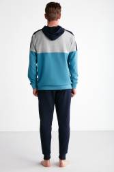 Kapşonlu Uspa Yazı Baskılı Kol ve Paça Manşetli 2 İplik Erkek Eşofman Takım - Thumbnail