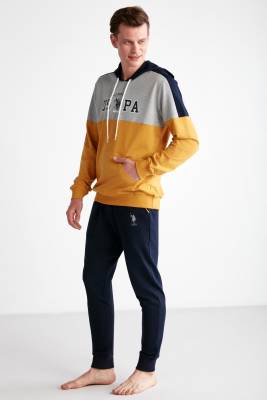 Kapşonlu Uspa Yazı Baskılı Kol ve Paça Manşetli 2 İplik Erkek Eşofman Takım - 8