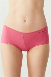 Kırmızı Somon Siyah Beyaz Ten 5'li Kadın Boxer - Thumbnail