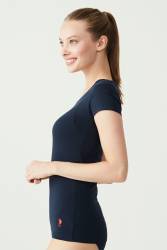 Kısa Kollu V Yaka Kadın T-Shirt - Thumbnail