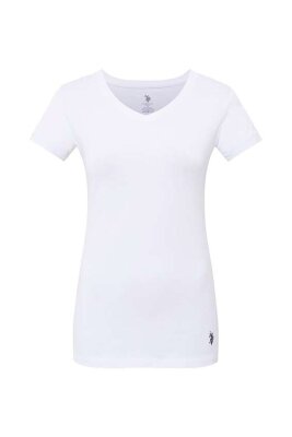 Kısa Kollu V Yaka Kadın T-Shirt - 1