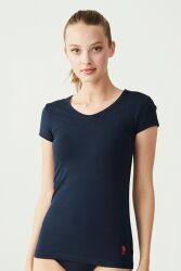 Kısa Kollu V Yaka Kadın T-Shirt - 3