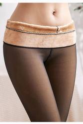 Kışın Sıcak Tutan İnce Çorap Görünümlü İçi Peluş Külotlu Çorap Tayt - Thumbnail