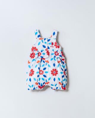 Kız Bebek Çiçek Desenli Poplin Tulum – %100 Pamuk Yazlık Bebek Tulumu (3-24 Ay) - 1