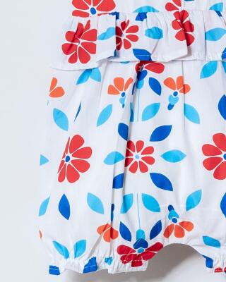 Kız Bebek Çiçek Desenli Poplin Tulum – %100 Pamuk Yazlık Bebek Tulumu (3-24 Ay) - 3