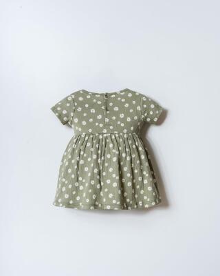 Kız Bebek Papatya Desenli Elbise Pamuk Süprem Kumaş Yuvarlak Yaka Günlük Elbise - 4