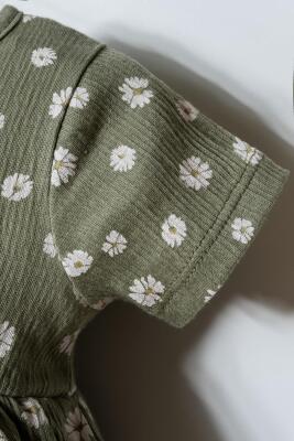 Kız Bebek Papatya Desenli Elbise Pamuk Süprem Kumaş Yuvarlak Yaka Günlük Elbise - 5