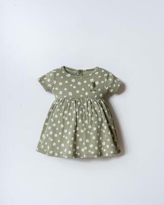 Kız Bebek Papatya Desenli Elbise Pamuk Süprem Kumaş Yuvarlak Yaka Günlük Elbise - 1