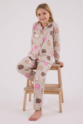 Rolypoly - Kız Çocuk %100 Pamuklu Pijama Takım, Uzunkol, Düğmeli (1)