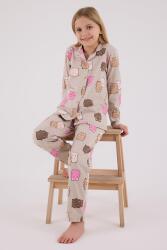 Kız Çocuk %100 Pamuklu Pijama Takım, Uzunkol, Düğmeli - 2