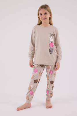 Rolypoly - Kız Çocuk %100 Pamuklu Pijama Takım, Uzunkollu, Dar Paça