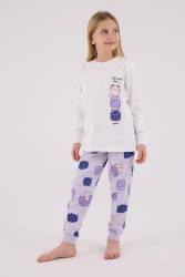 Kız Çocuk %100 Pamuklu Pijama Takım, Uzunkollu, Dar Paça - Thumbnail
