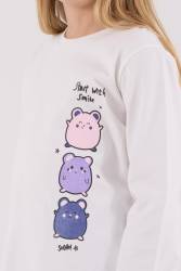 Kız Çocuk %100 Pamuklu Pijama Takım, Uzunkollu, Dar Paça - Thumbnail