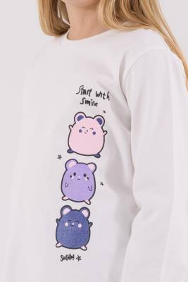 Kız Çocuk %100 Pamuklu Pijama Takım, Uzunkollu, Dar Paça - 11