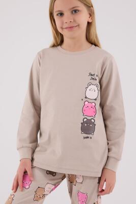 Kız Çocuk %100 Pamuklu Pijama Takım, Uzunkollu, Dar Paça - 4