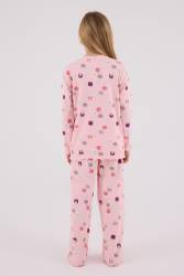 Kız Çocuk Kaşkorse Pijama Takım, %95 Pamuk %5 Elastan - Thumbnail