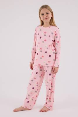 Kız Çocuk Kaşkorse Pijama Takım, %95 Pamuk %5 Elastan - 3
