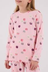 Kız Çocuk Kaşkorse Pijama Takım, %95 Pamuk %5 Elastan - Thumbnail