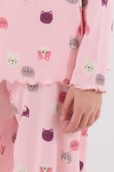 Kız Çocuk Kaşkorse Pijama Takım, %95 Pamuk %5 Elastan - Thumbnail
