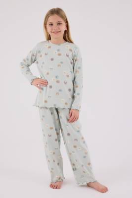 Kız Çocuk Kaşkorse Pijama Takım, %95 Pamuk %5 Elastan - 8